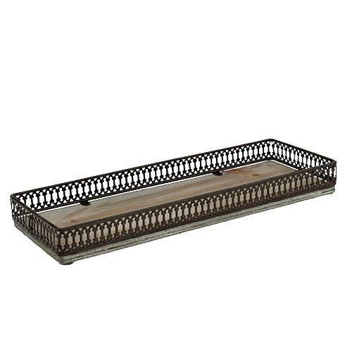 Floristik24 Bandeja quadrada 36cm x 13cm Alt.4cm natural 1p
