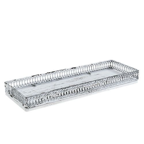 Floristik24 Bandeja quadrada 36 cm x 13 cm A 4 cm branco 1p