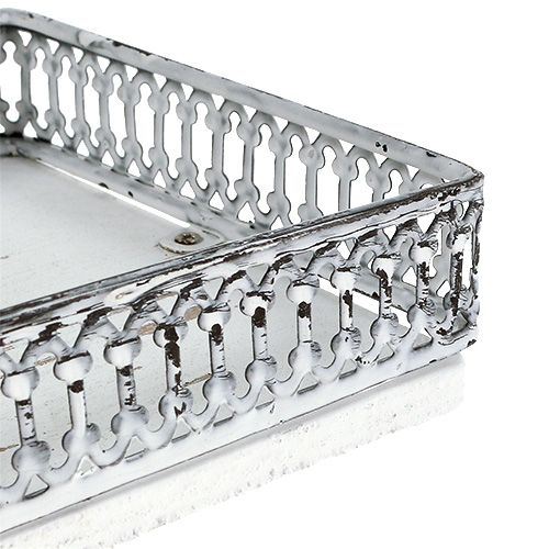 Floristik24 Bandeja quadrada 36 cm x 13 cm A 4 cm branco 1p