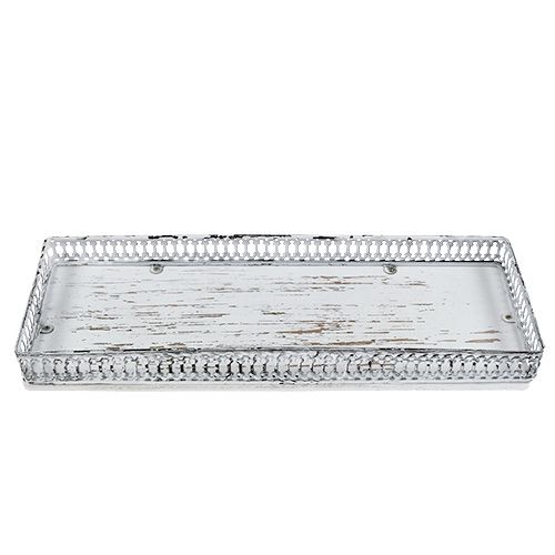 Floristik24 Bandeja quadrada 36 cm x 13 cm A 4 cm branco 1p