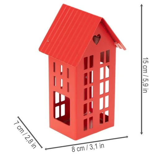 Conjunto de 1 porta-velas de metal vermelho com bandeja, 35 cm, 1 unidade. | Floristik24.pt