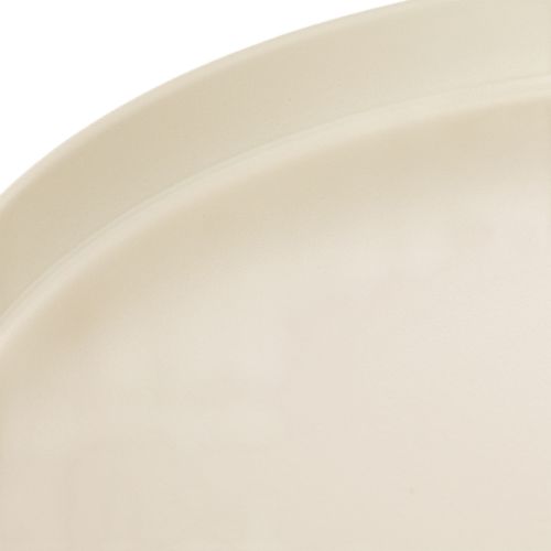 Bandeja decorativa redonda na cor creme, 30 cm, com suporte para decoração de mesa. | Floristik24.pt