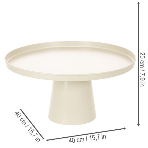 Prato decorativo redondo bege com base de 40 cm de altura. | Floristik24.pt