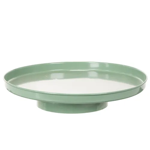 Prato decorativo redondo verde com suporte para arranjo de mesa, 30 cm