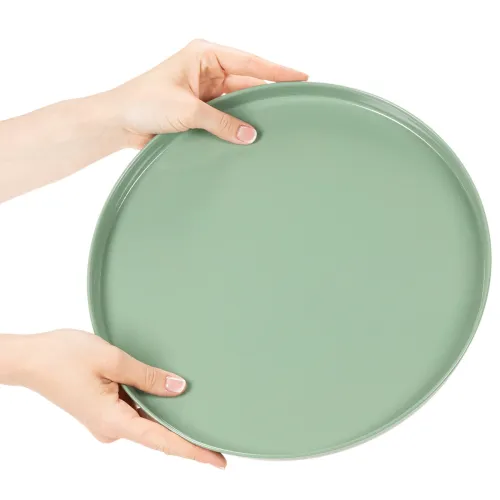 Prato decorativo redondo verde com suporte para arranjo de mesa, 30 cm | Floristik24.pt