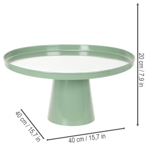 Mesa decorativa redonda de metal verde, com 40 cm de diâmetro e borda alta. | Floristik24.pt