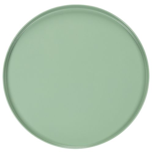 Mesa decorativa redonda de metal verde, com 40 cm de diâmetro e borda alta. | Floristik24.pt