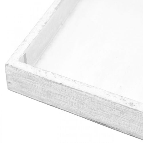 Floristik24 Bandeja decorativa branca quadrada de madeira decoração vintage 19×19cm