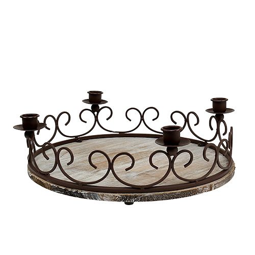 Floristik24 Bandeja com 4 castiçais Ø38cm castanhos