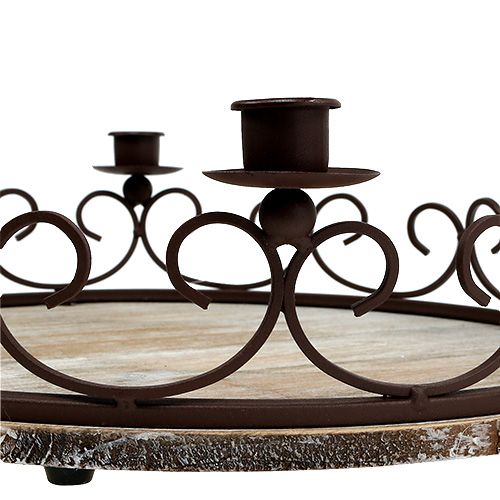 Floristik24 Bandeja com 4 castiçais Ø38cm castanhos