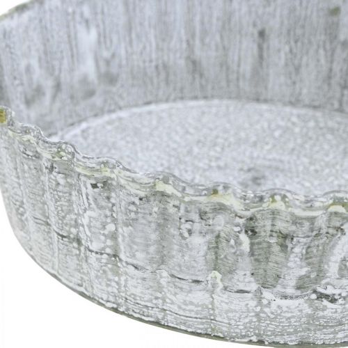 Floristik24 Prato de metal em forma de biscoito, bandeja decorativa redonda, decoração de mesa branco lavado Ø14cm A4cm