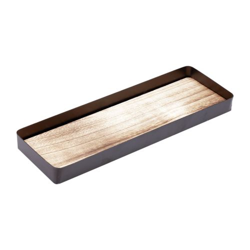 Floristik24 Bandeja decorativa metal madeira bandeja metálica base madeira 34,5×11×3cm