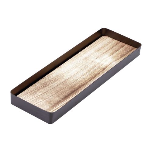 Floristik24 Bandeja decorativa metal madeira bandeja metálica base madeira 34,5×11×3cm