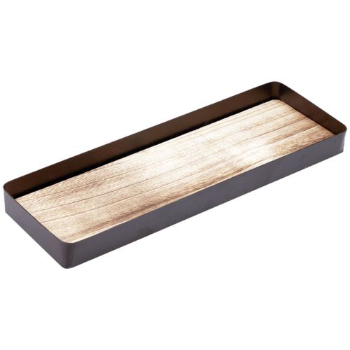Floristik24 Bandeja decorativa metal madeira bandeja metálica base madeira 40x13x3cm