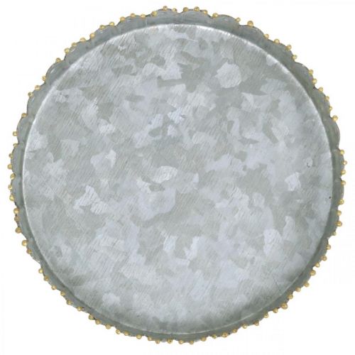 Floristik24 Bandeja decorativa metal, enfeite de mesa, prato para decorar prata/dourado Ø18,5cm A2cm
