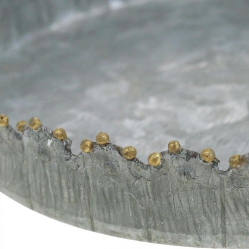 Floristik24 Bandeja decorativa metal, enfeite de mesa, prato para decorar prata/dourado Ø18,5cm A2cm