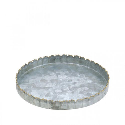Bandeja redonda de metal, prato de vela, decoração de mesa prata/dourado Ø15cm A2cm