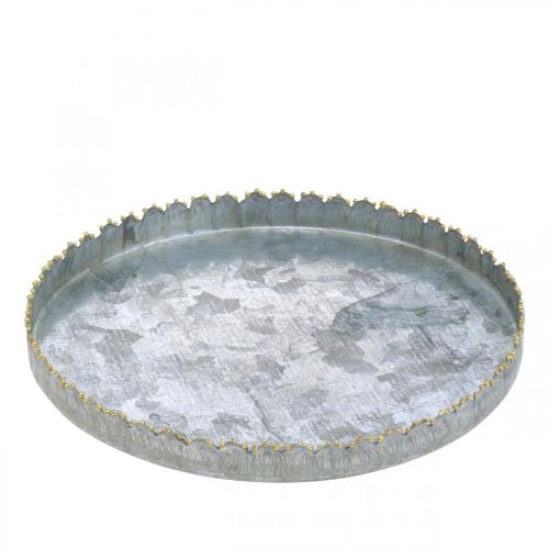 Floristik24 Bandeja decorativa metal, enfeite de mesa, prato para decorar prata/dourado Ø18,5cm A2cm