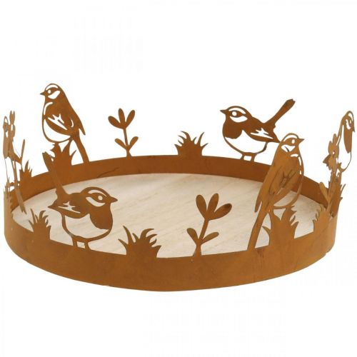 Itens Tabuleiro decorativo, enfeites de mesa com pássaros, pátina de decoração primaveril Ø20cm A8.5cm
