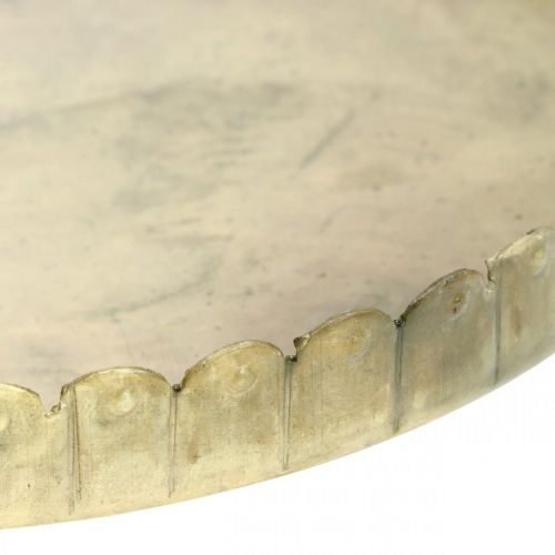 Floristik24 Pratos de metal para decoração, decoração de mesa, bandeja de velas redonda dourado efeito envelhecido Ø7,5/10/12/15/18cm A2cm conjunto de 5