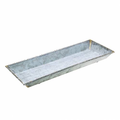 Floristik24 Bandeja de Natal de zinco lavado a branco 60 × 15cm