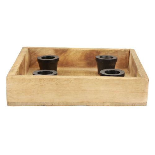 Floristik24 Bandeja de velas bandeja de madeira castiçal natural 20cm
