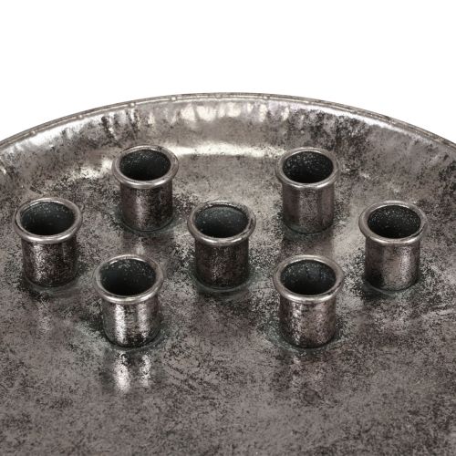 Floristik24 Castiçal em metal prateado vintage Ø30cm