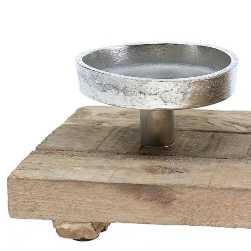 Floristik24 Bandeja com 4 castiçais, decorações de Advento, castiçais, madeira de manga, branco lavado 47 × 14 × 9cm Ø8cm