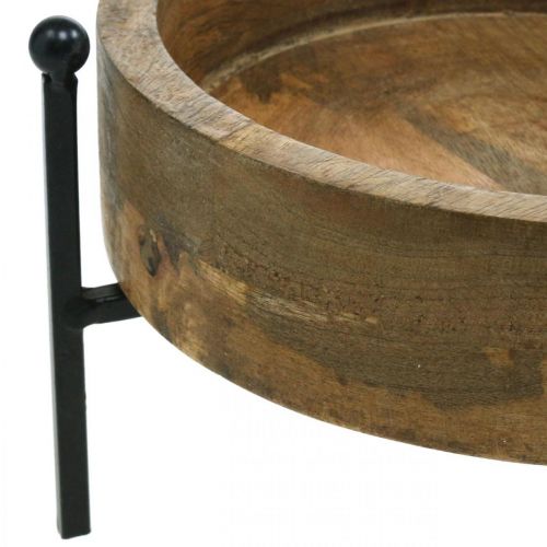 Floristik24 Bandeja redonda de madeira, tigela com pés, decoração de madeira para plantar natural, preto Ø19,5cm A11cm