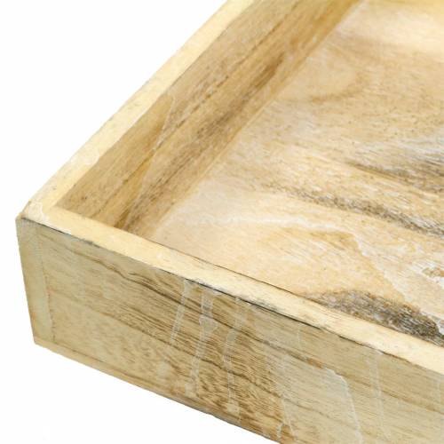 Itens Bandeja quadrada de madeira, branco lavado 30 × 30cm / 25 × 25cm, conjunto de 2