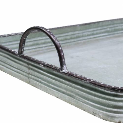 Floristik24 Bandeja decorativa com alças metal prata 30cm/37cm/45cm conjunto de 3