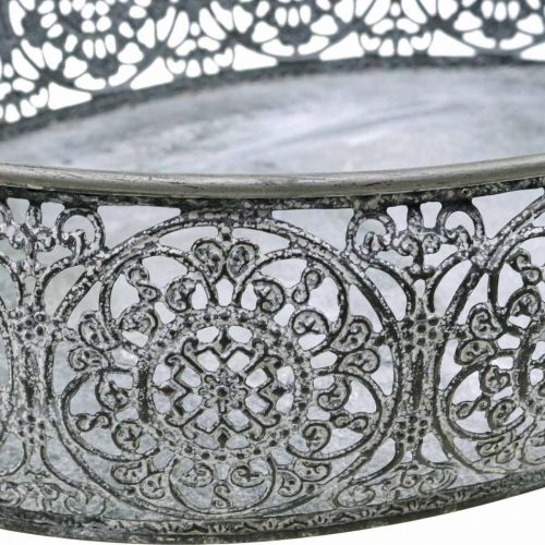 Itens Tigela decorativa metal padrão oval cinza 25,5/29/34,5 cm conjunto de 3