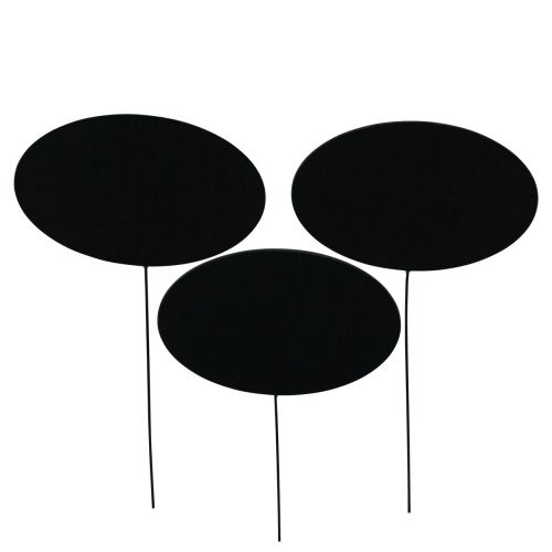 Floristik24 Plugues decorativos pretos ovais para quadro negro madeira metal 10x6cm 12 unidades