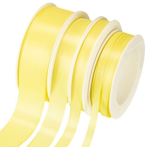 Fita de tafetá para presente, amarelo claro, vários tamanhos, 50 m