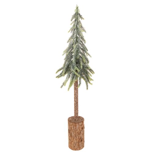 Pinheiro artificial com acabamento gelado e base de madeira, decoração de inverno, 60 cm