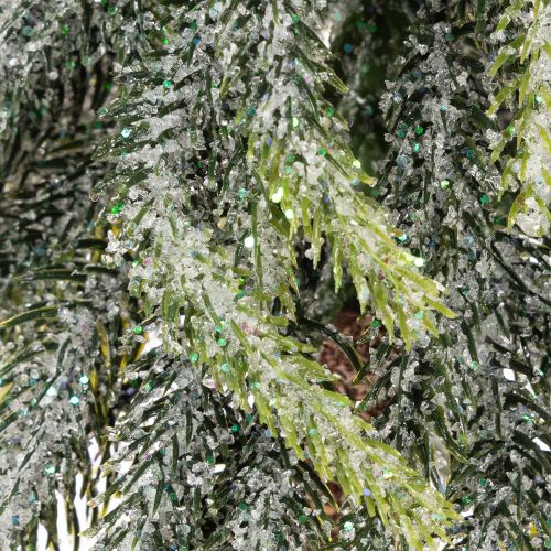 Pinheiro artificial com acabamento gelado e base de madeira, decoração de inverno, 60 cm | Floristik24.pt