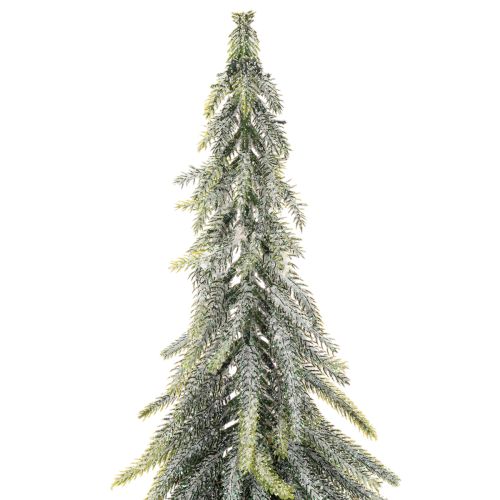 Pinheiro artificial, com efeito de gelo, árvore decorativa sobre base de madeira para decoração de inverno e Natal, 75 cm | Floristik24.pt