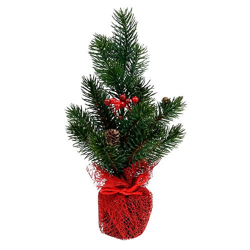 Floristik24 Abeto 32cm com cones e saco vermelho