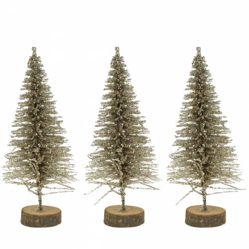Floristik24 Árvore de Natal decorativa glitter champanhe 8cm 24 un