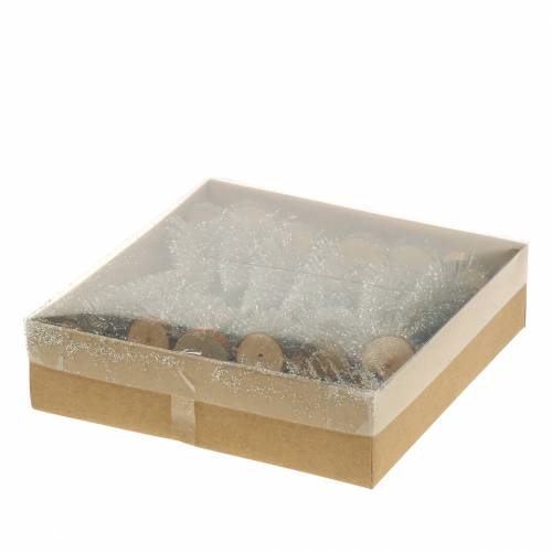 Floristik24 Árvore de Natal decorativa glitter champanhe 8cm 24 un
