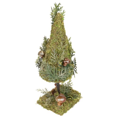 Floristik24 Abeto decoração árvore musgo cones cogumelos ouro verde Alt.35cm