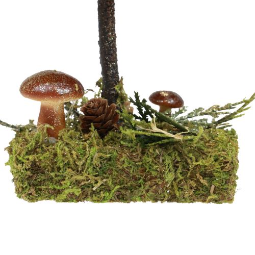 Floristik24 Abeto decoração árvore musgo cones cogumelos ouro verde Alt.35cm