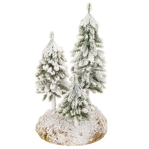 Árvores de Natal cobertas de neve, paisagem artificial de inverno para decoração de vila natalina e mesa, 29 cm