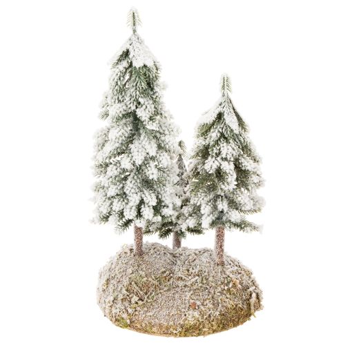 Árvores de Natal cobertas de neve, paisagem artificial de inverno para decoração de vila natalina e mesa, 29 cm | Floristik24.pt