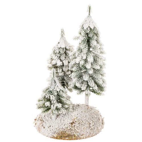 Árvores de Natal cobertas de neve, paisagem artificial de inverno para decoração de vila natalina e mesa, 29 cm | Floristik24.pt