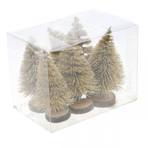 Itens Mini abetos decoração de mesa decoração de natal dourado H7cm 6uds