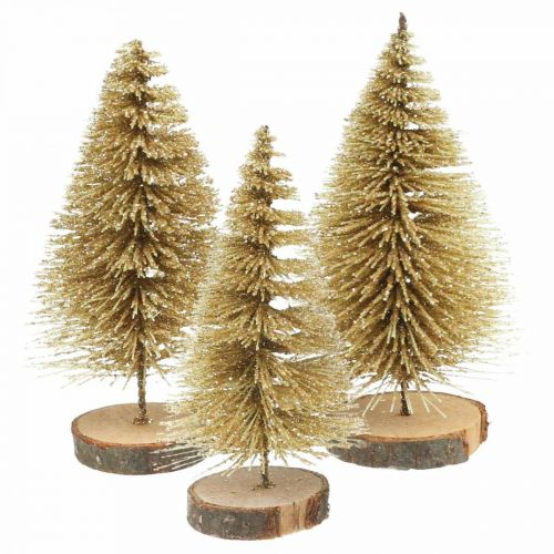 Floristik24 Mini abetos decoração de mesa decoração de natal dourado H7cm 6uds