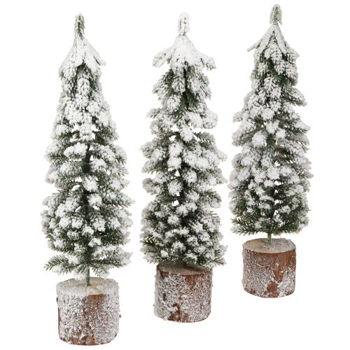 Floristik24 Decoração de árvore de Natal com neve verde branco Ø6cm Alt.30cm 3 unidades