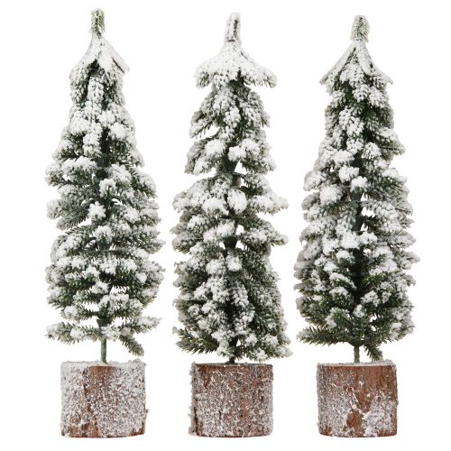 Floristik24 Decoração de árvore de Natal com neve verde branco Ø6cm Alt.30cm 3 unidades