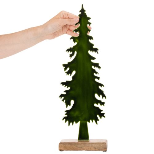 Árvore de Natal decorativa sobre base de madeira, decoração de mesa, Natal, 46 cm | Floristik24.pt